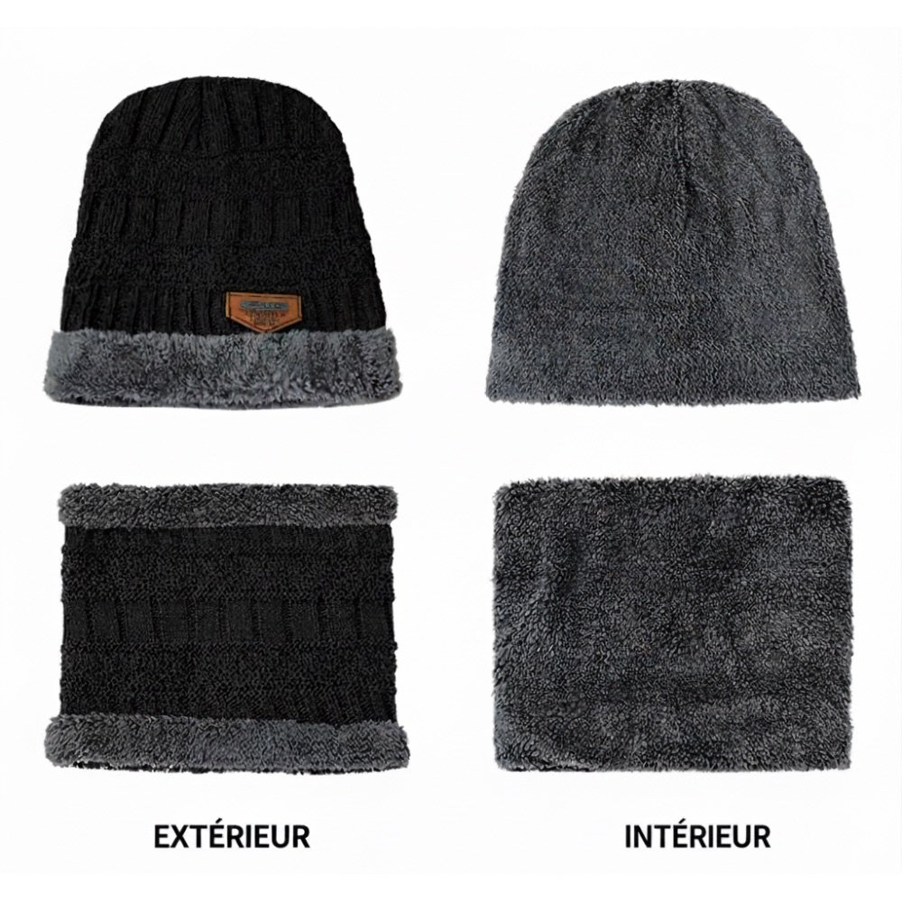 Bonnet Doublé en Polaire Unisexe Extérieur Intérieur