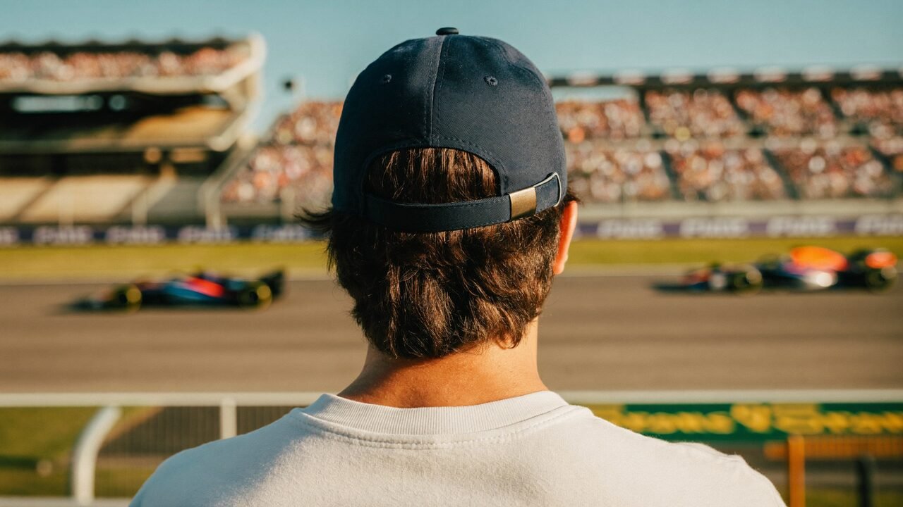 Casquette F1 portée en tribune lors d'un Grand Prix 2026