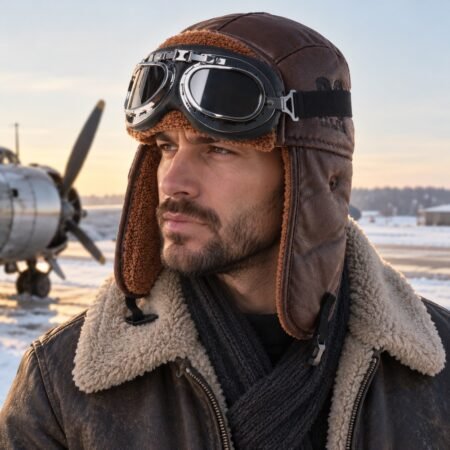 Homme portant un bonnet aviateur façon chapka