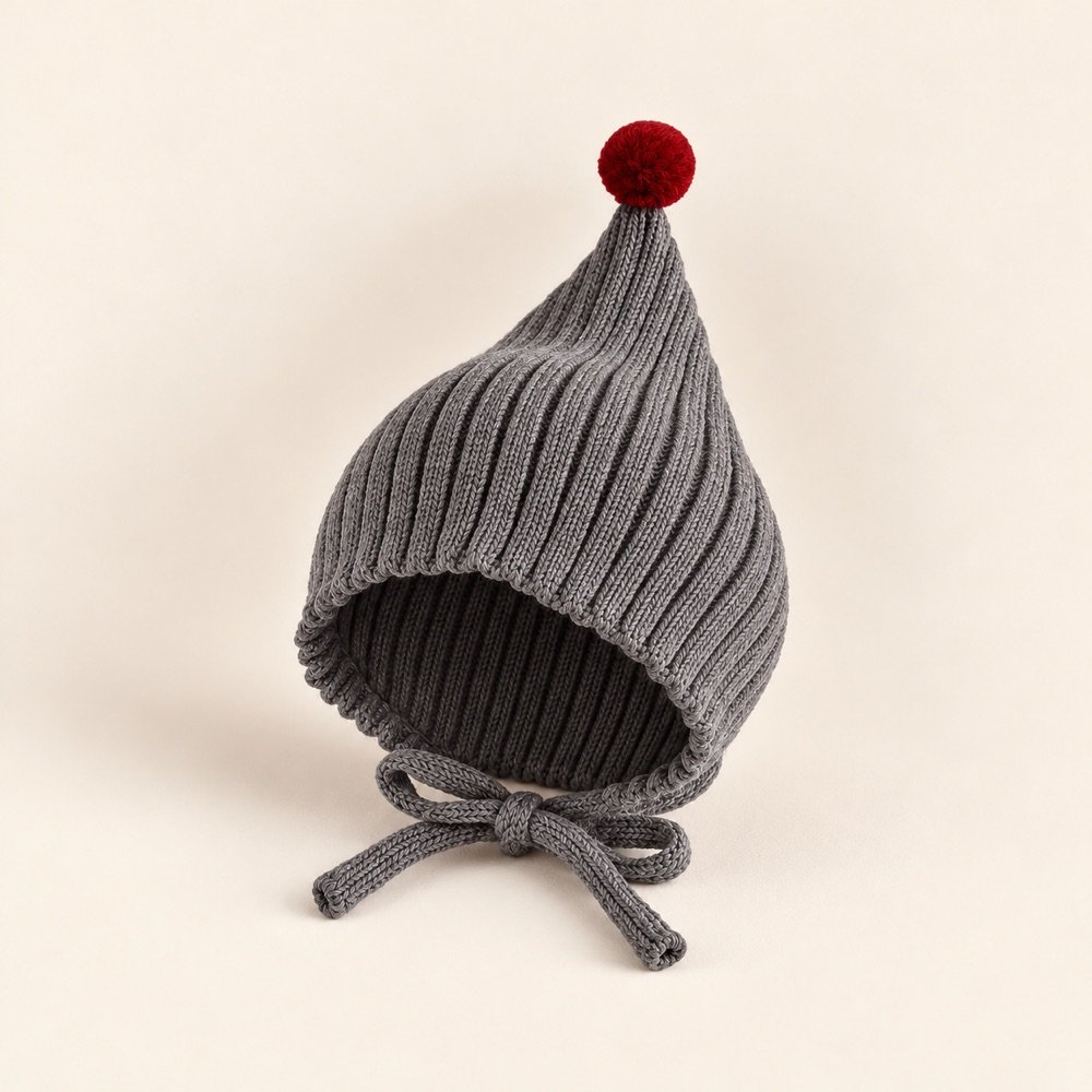 Bonnet bébé en maille gris