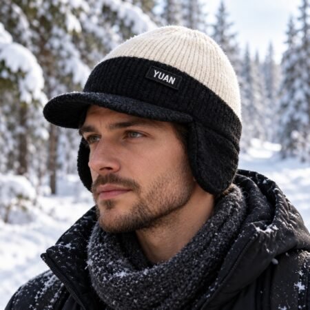 Homme portant un bonnet cache oreille