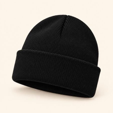 Bonnet marin uni à revers noir