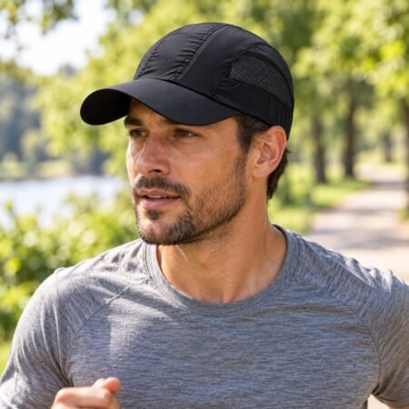 Homme portant un casquette anti transpiration
