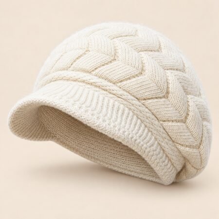 Casquette bonnet torsadée à visière beige