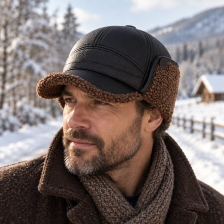 Homme portant un casquette hiver pour homme