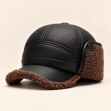 Casquette hiver pour homme noir et marron
