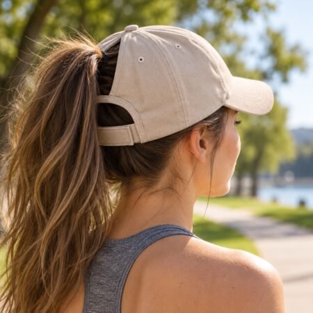 Femme portant un casquette queue de cheval