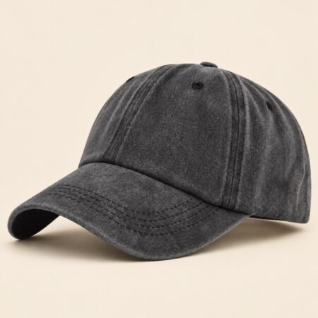 Casquette vintage unie en coton délavé noir