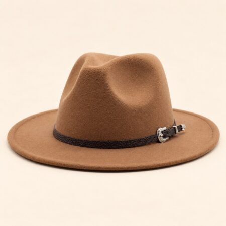 Chapeau fedora en feutre camel