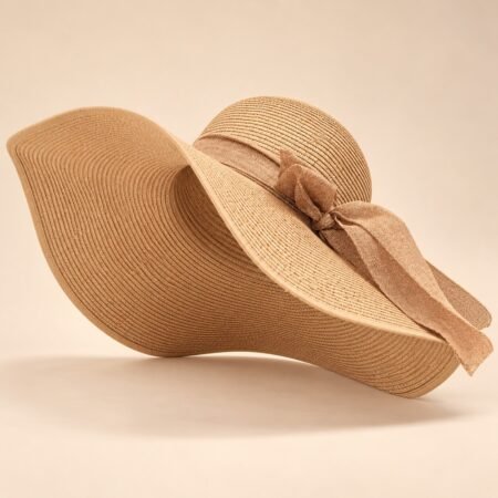 Chapeau de paille pliable femme camel
